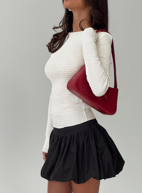 back view of model wearing Princess Polly Marentino Bubble Hem Mini Skirt Black Mini Skirts Skirts 
