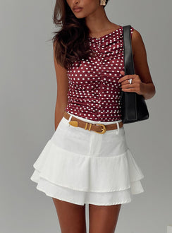   side view of model wearing Princess Polly Boderek Mini Skirt White Mini Skirts Skirts 