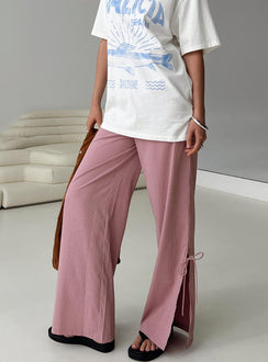 front view of model wearing Princess Polly Jinxie Tie Side Pants Pink Gingham High Rise Pants Pants 