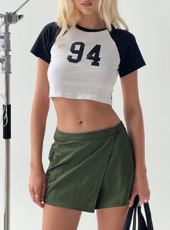   front view of model wearing Princess Polly Caran Cargo Mini Skirt Green Mini Skirts Skirts 