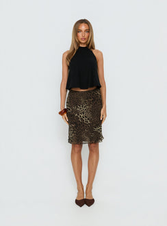   front view of model wearing Princess Polly Anatola Midi Skirt Leopard Skirts 