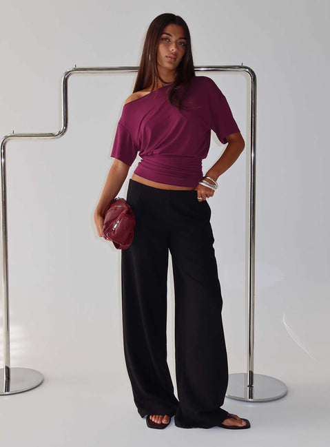 Designed with the Khane Low Rise Wide Leg Pant Black Petite in womens-regular-pants product