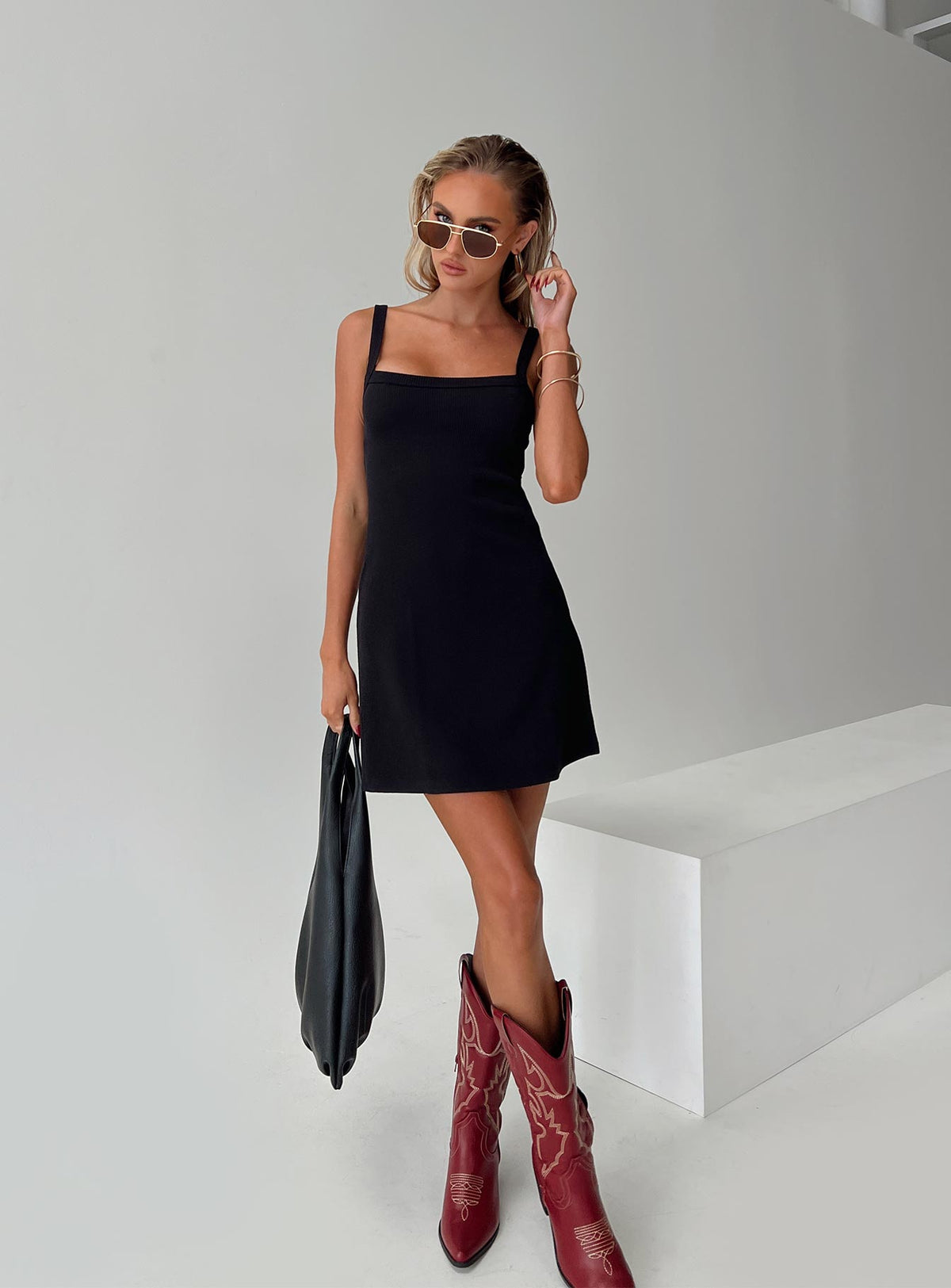 product Princess Polly Asymmetric Neckline  De Santis Mini Dress Black