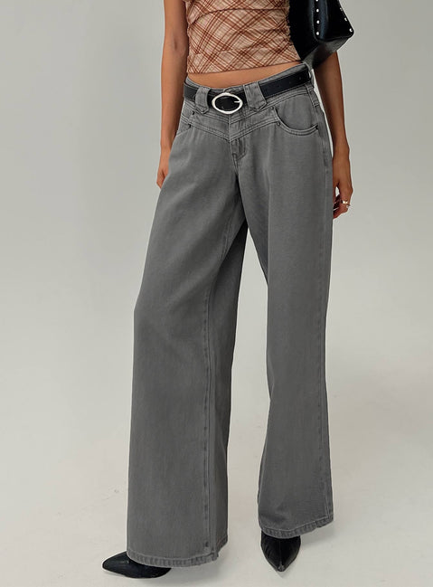 West Side Mid Rise Wide Leg Jeans Grey Wash Mid Rise Jeans Jeans 