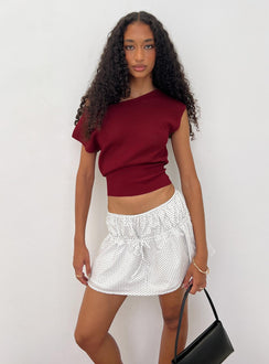 back view of model wearing Princess Polly Nomi Mini Skirt White Polka Dot Mini Skirts Skirts 