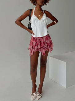   front view of model wearing Princess Polly Perezie Mini Skirt Pink Mini Skirts Skirts 
