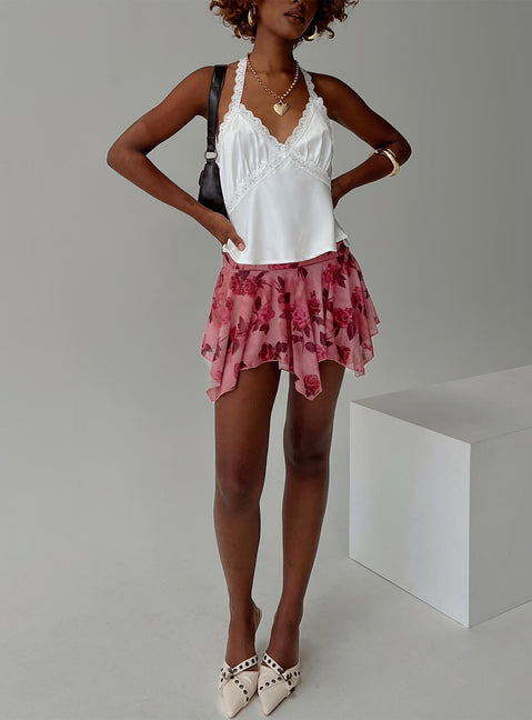   front view of model wearing Princess Polly Perezie Mini Skirt Pink Mini Skirts Skirts 