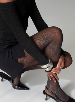 Marigolde Sheer Lace Tights Grey