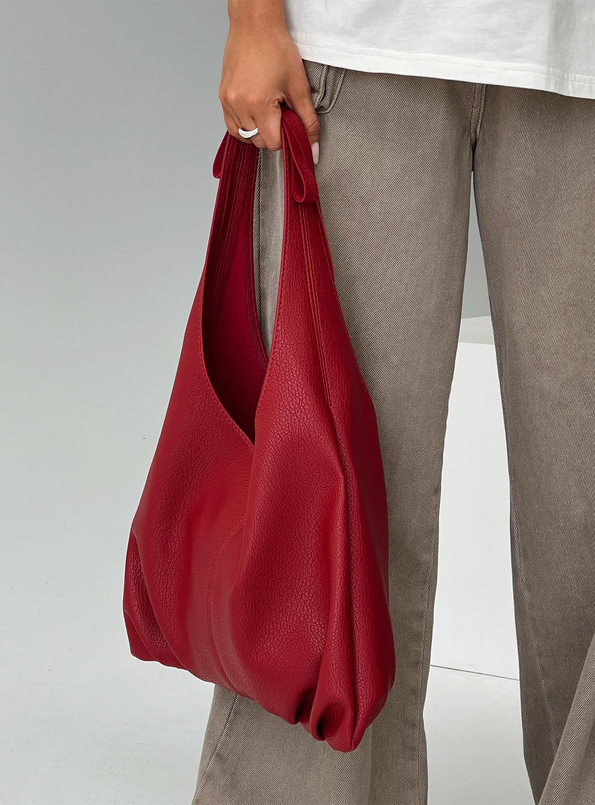 Neddy Faux Leather Bow Bag Red