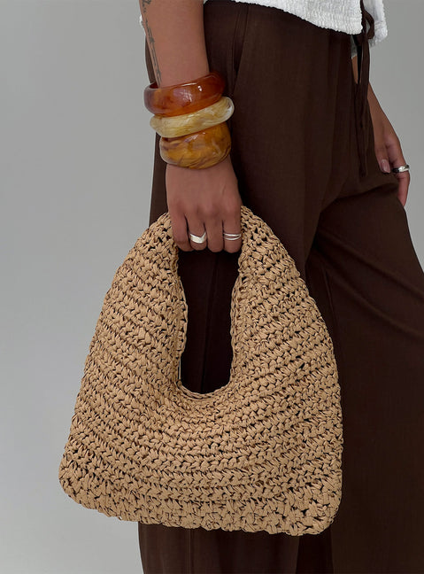 Ramina Straw Shoulder Bag Tan