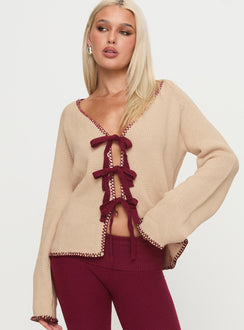 front view of model wearing Princess Polly Kiss Goodbye Knit Cardigan Multi regular Jumpers 