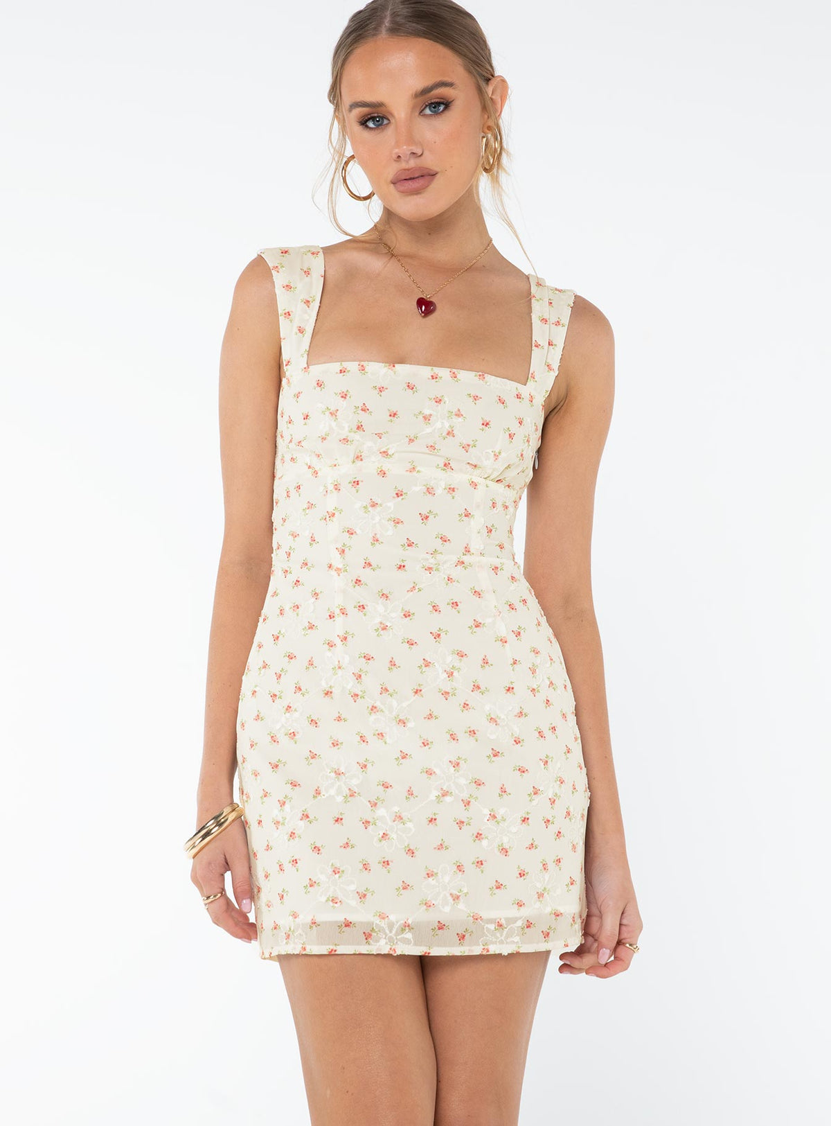 product Princess Polly Asymmetric Neckline  Posito Mini Dress White Floral