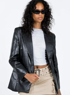 Jocelyn Faux Leather Blazer Black
