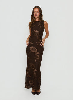 Fionna Floral Maxi Dress Chocolate