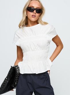 Dripping Diamonds Ruched Top White
