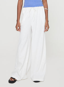 front view of model wearing Princess Polly Barbieri Pants White High Rise Pants Pants 