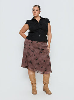   front view of model wearing Princess Polly Moses Midi Skirt Multi Curve Midi Skirts Skirts 