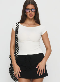 Baseline Boat Neck Rib Top White