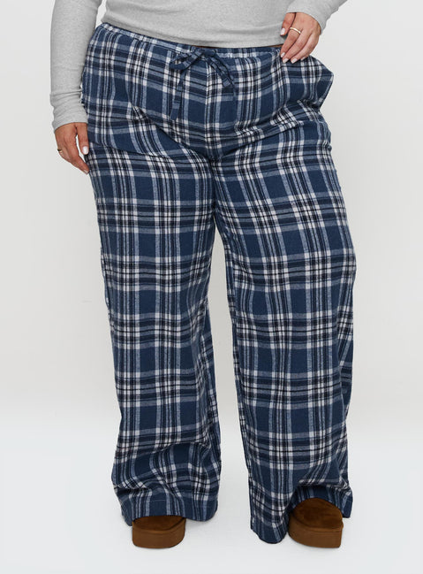 In The Morning Sleep Pant Blue Check Curve