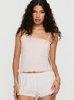 Ashlen Lace Trim Asymmetrical Top Pink