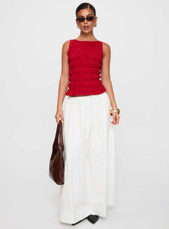   front view of model wearing Princess Polly Felipa Maxi Skirt White Maxi Skirts Skirts 