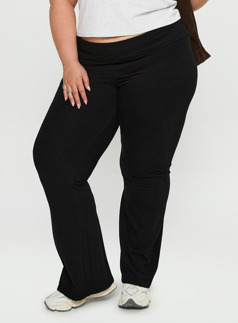 back view of model wearing Princess Polly Movement Yoga Pant Black Curve High Rise Pants Pants 