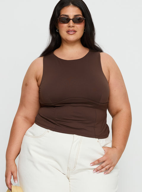 Georgetta Bust Detail Cami Top Brown Curve