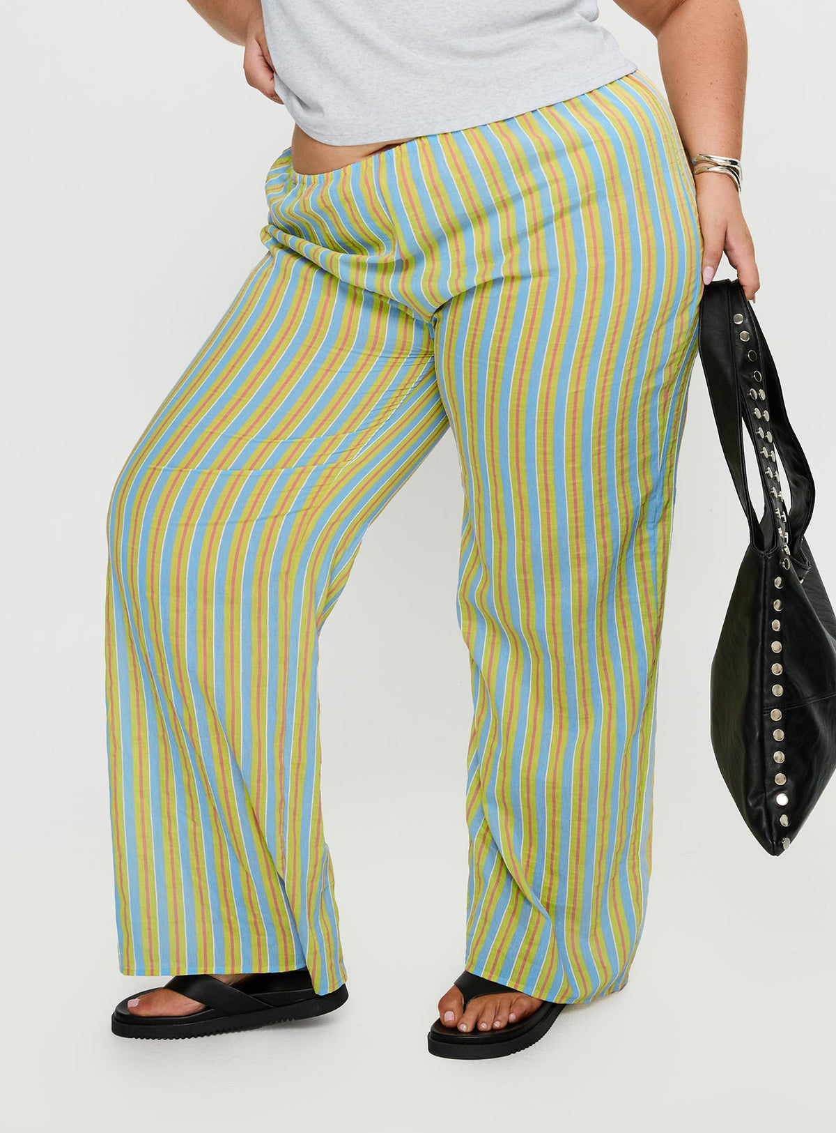 back view of model wearing Princess Polly Limestone Pants Multi Curve High Rise Pants Pants 