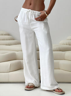 back view of model wearing Princess Polly Parklea Pants White Tall Pants 