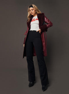 front view of model wearing Princess Polly Flounce Pants Black High Rise Pants Pants 
