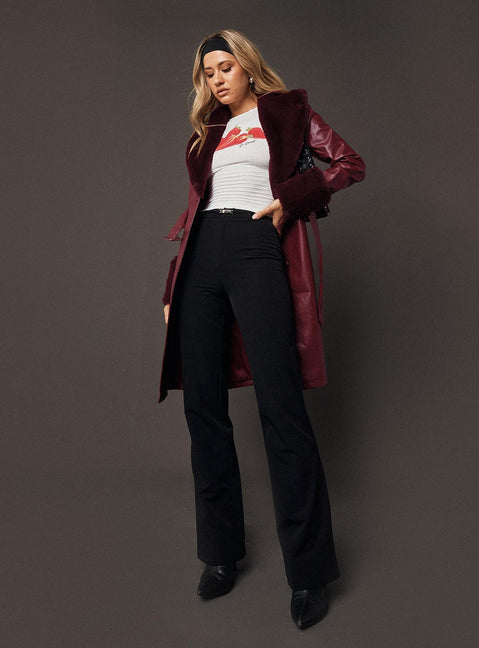 front view of model wearing Princess Polly Flounce Pants Black High Rise Pants Pants 