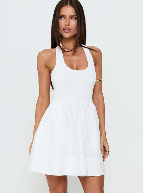 These Words Halter Mini Dress White