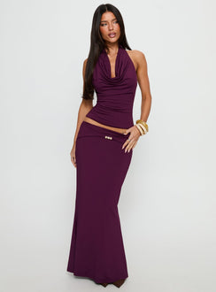   front view of model wearing Princess Polly Vanecia Maxi Skirt Purple Maxi Skirts Skirts 