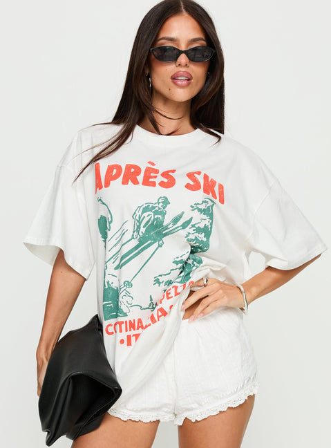 Apres Ski Italia Oversized Graphic Top White
