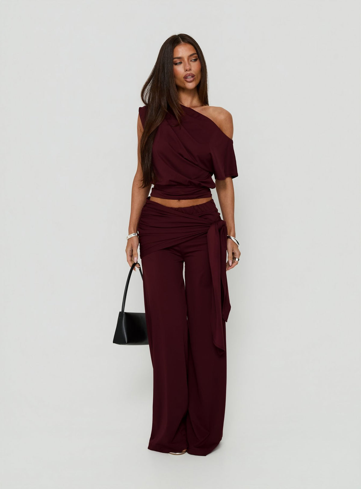 Hadlia Off Shoulder Top Burgundy