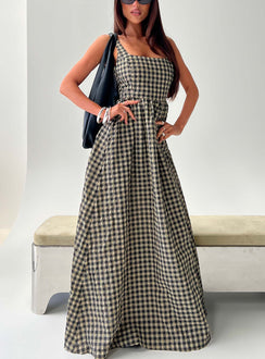 Cartmel Check Maxi Dress Black / Cream Petite