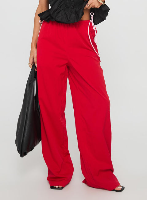 Sweet As Sugar Bow Pants Red / Pink High Rise Pants Pants 