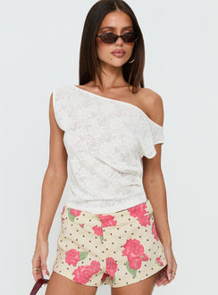 Orvielle Lace Off Shoulder Top Cream