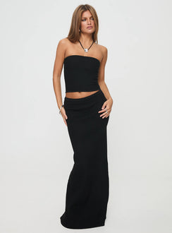   front view of model wearing Princess Polly Just Like That Maxi Skirt Black Maxi Skirts Skirts 
