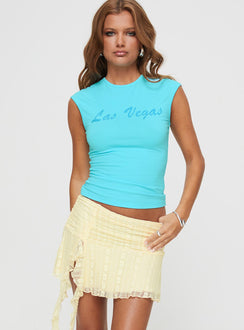   front view of model wearing Princess Polly Maidie Lace Asymmetric Ruffle Mini Skirt Cream Mini Skirts Skirts 