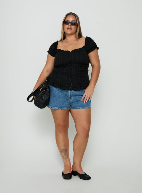 Suiter Frill Detail Top Black Curve