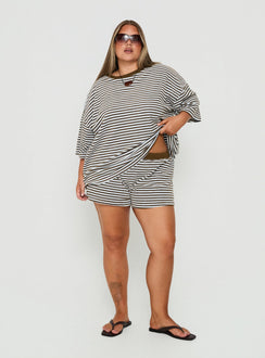 Selvina Terry Towelling Oversized Tee Multi Stripe Curve