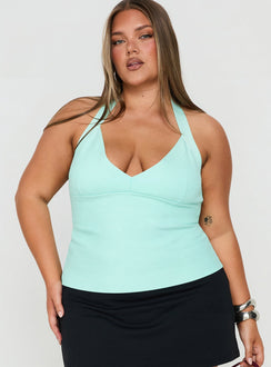 Sefina Bandage Halter Neck Top Aqua Curve