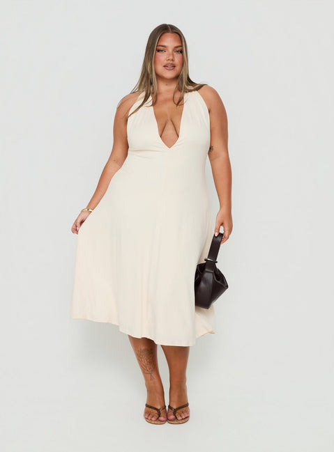 Morganne Halter Plunge Midi Dress Butter Curve