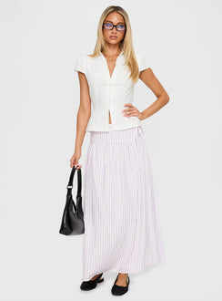   front view of model wearing Princess Polly Antheia Maxi Skirt White Multi Maxi Skirts Skirts 