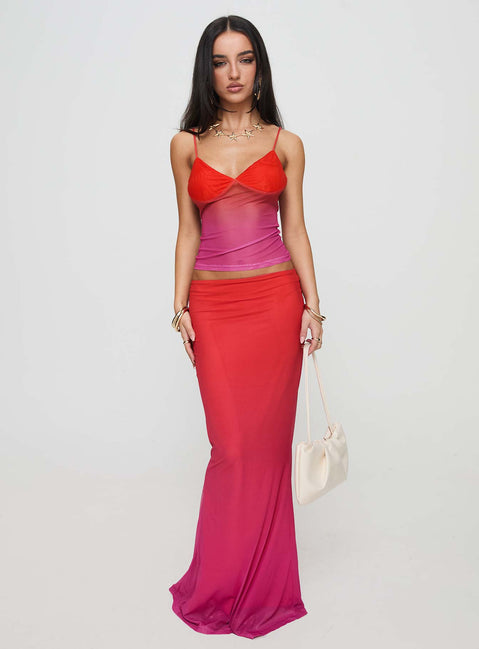   front view of model wearing Princess Polly Teen Spirit Maxi Skirt Pink Ombre Maxi Skirts Skirts 