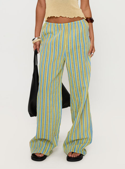 side view of model wearing Princess Polly Limestone Pants Multi Low Rise Pants Pants 