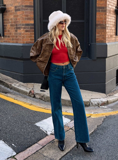 product Princess Polly Mid Rise  Top Model Jeans Dark Denim