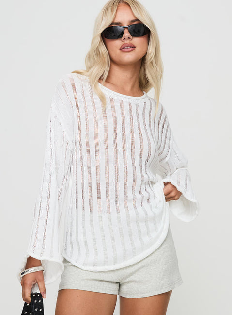 front view of model wearing Princess Polly Ambra Sweater White Jumpers 