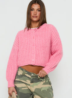 Elowynne Button Up Knit Cardigan Pink